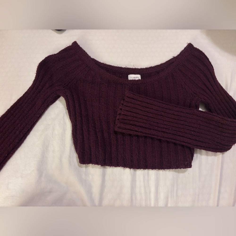 PacSun Purple Ribbed Crew Neck Sweater